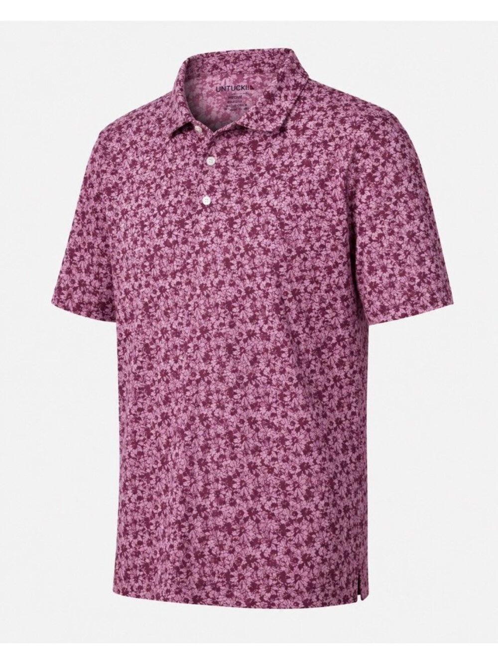 UNTUCKit Polo Shirt Mens Medium Pink Floral Print Gondola Pima Cotton Casual